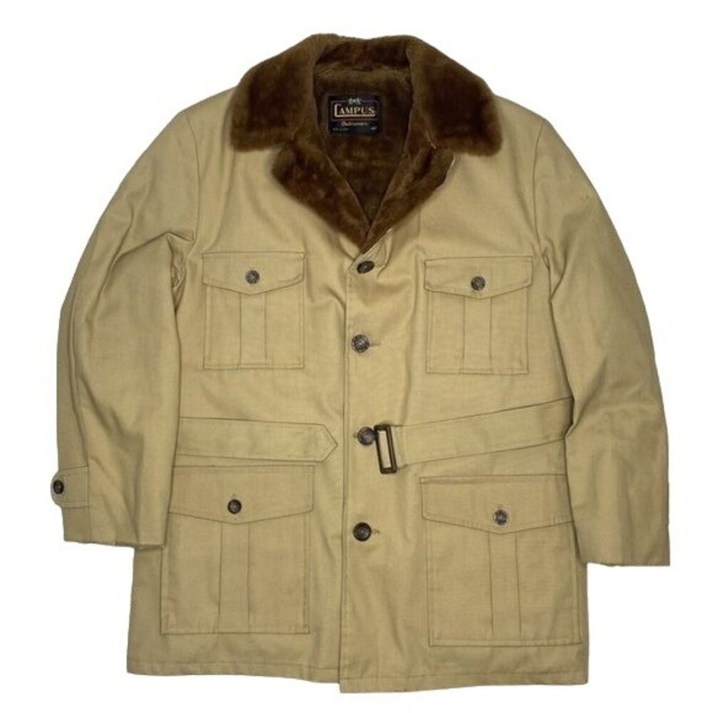 Vintage Campus Outerwear Faux Fur Coat: Size 42